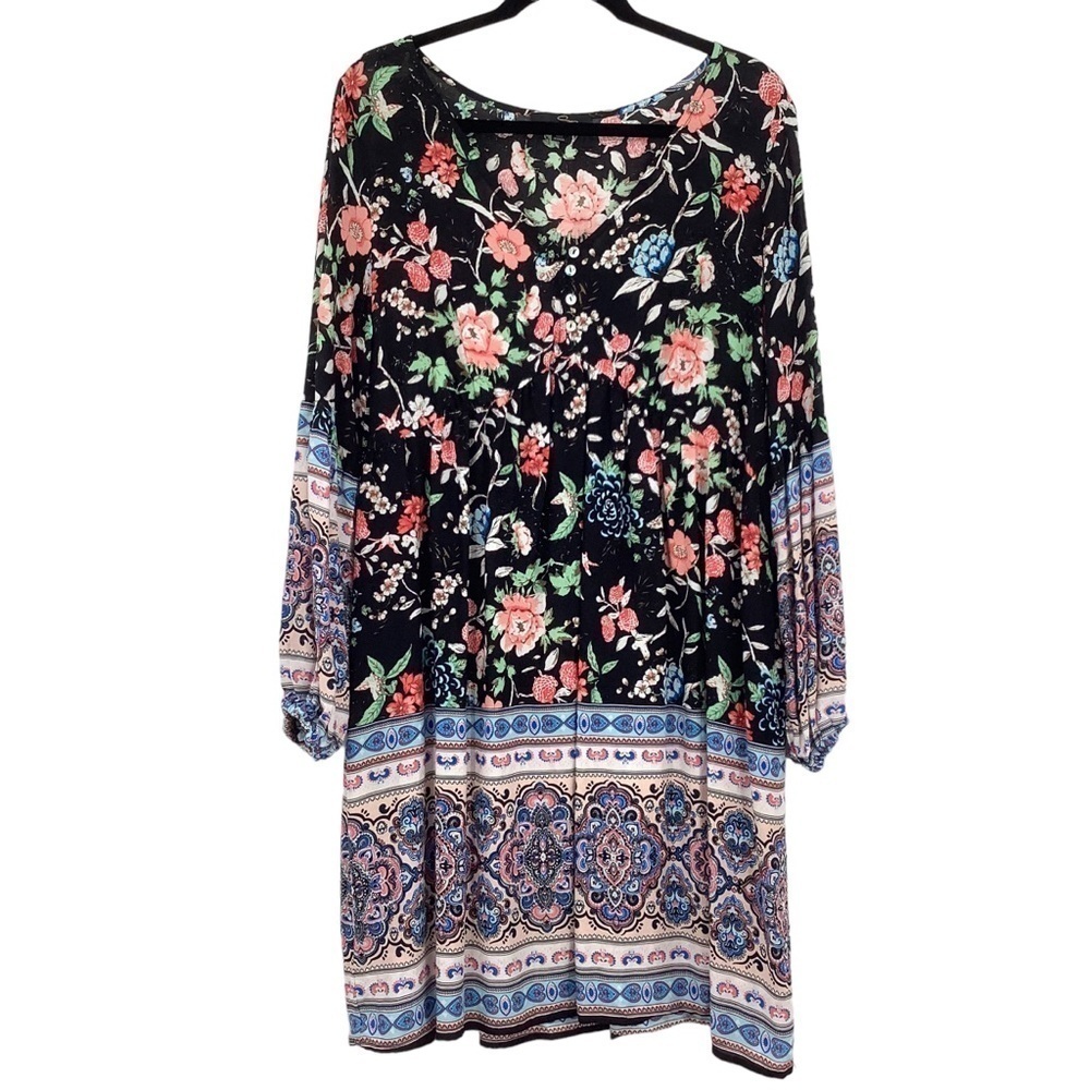 Suzanne Betro Floral Mixed Print Dress Size Large